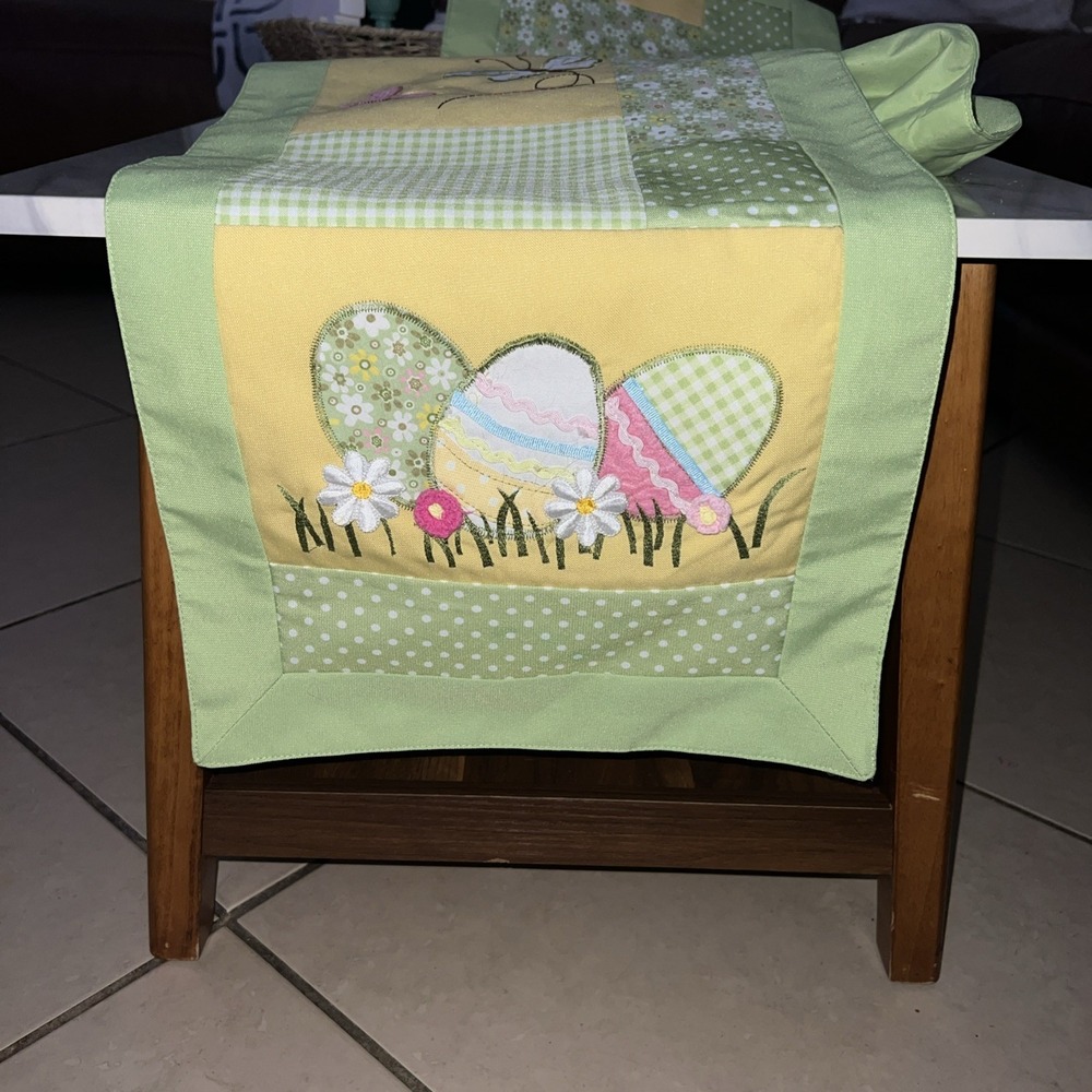 Inspired Treasures Easter Eggs Embellished‎ Table Runner 13"x72" Farmhouse